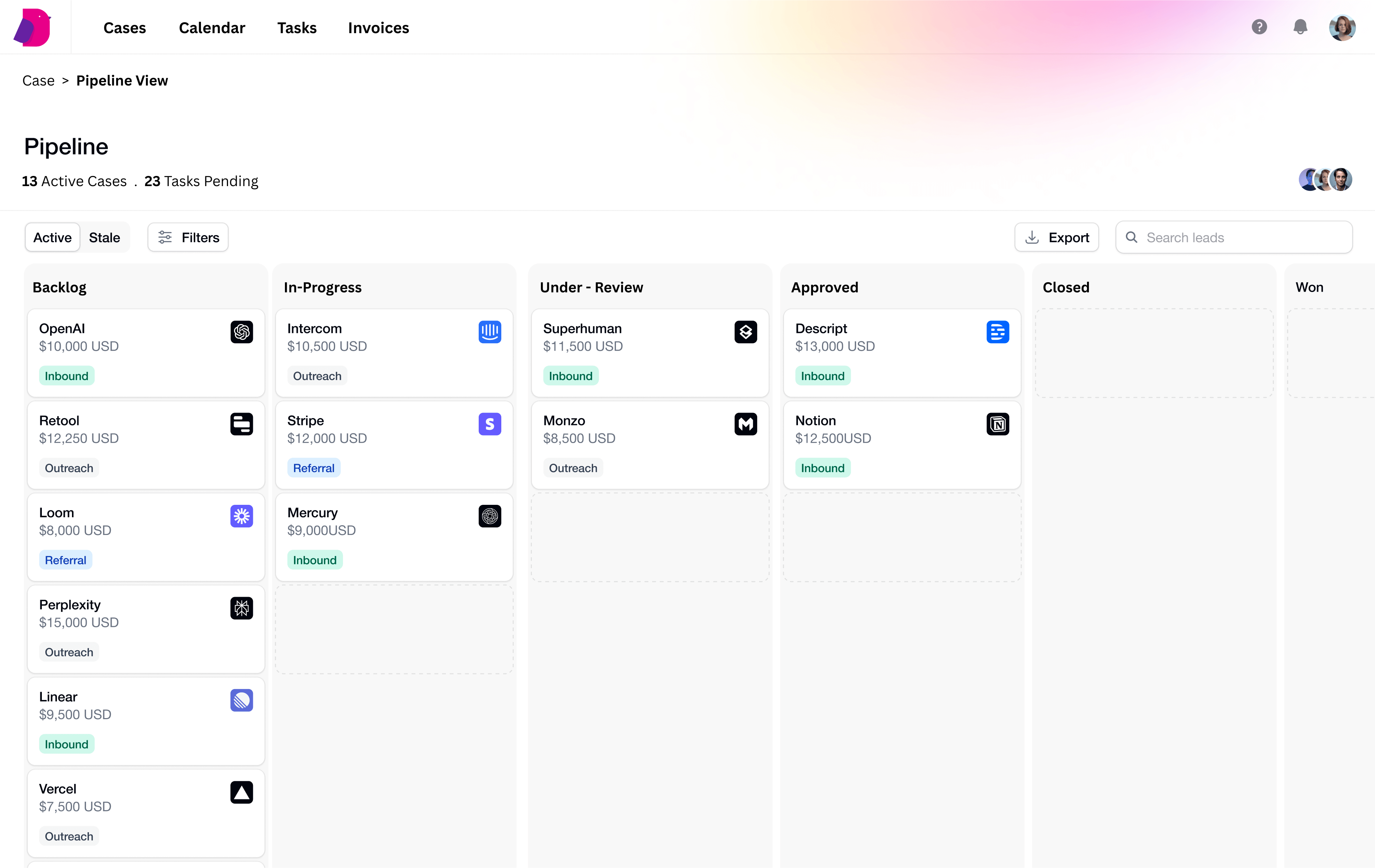 Sales pipeline application